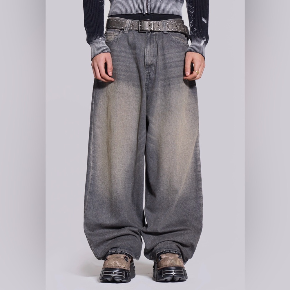 Jaded London Men's Washed Gray Relaxed Jeans